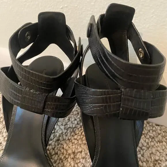 🛑SOLD🛑 Alexander Wang Sonja Heels Size 39 8.5 Black Point Toe Reptile Designer - Picture 5 of 12